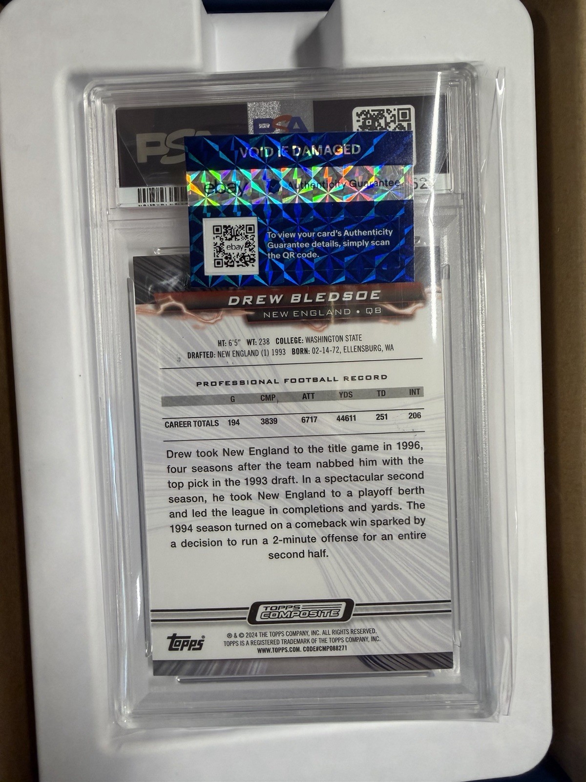 2023 Topps Composite Drew Bledsoe #91 Superfractor 1/1  Graded PSA 9 MINT view 9