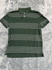 Old Navy Green  White Striped Polo Shirt Classic Fit M