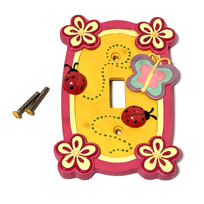 BUBBLEGUM Single Switch Plate Ladybug Butterfly Flower -Borders Unlimited Brand