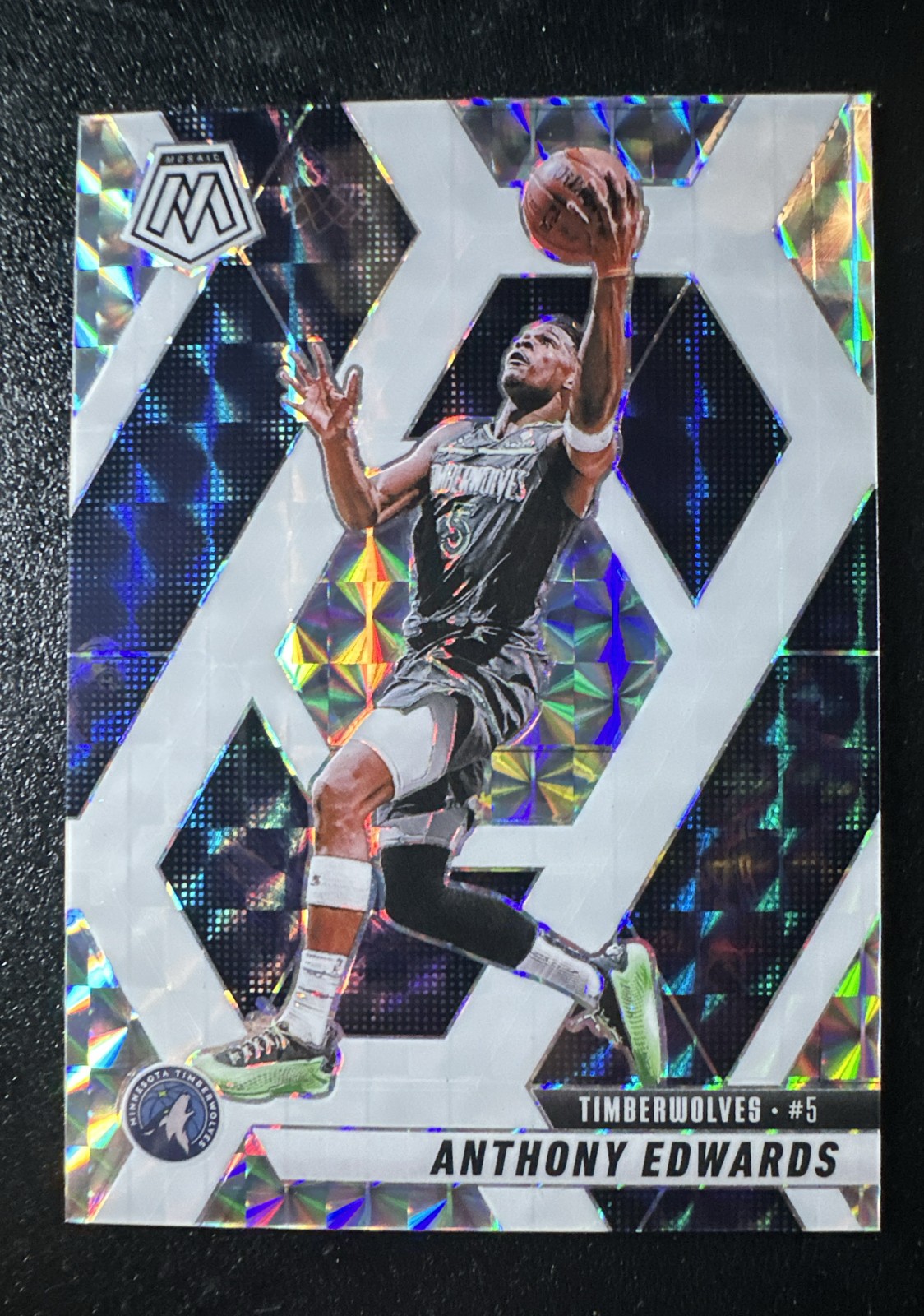 2024-25 Panini Mosaic - Anthony Edwards #36 Choice White Mosaic Prizm /35