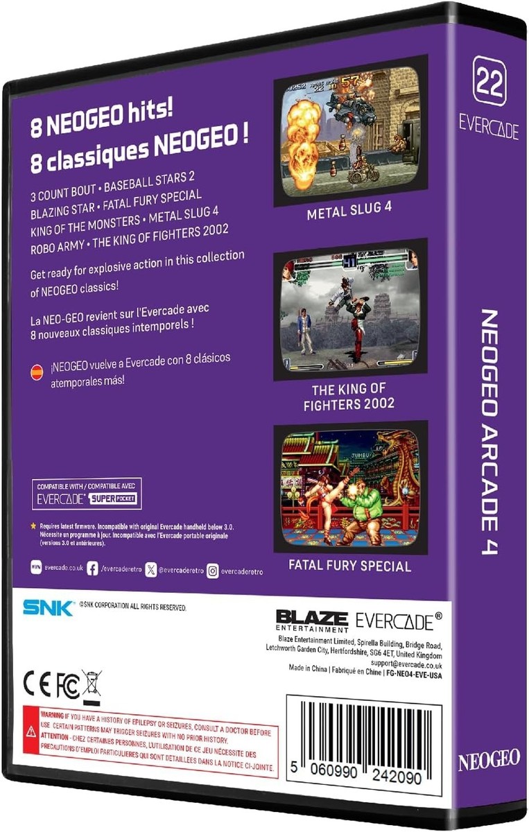 Evercade 22 NeoGeo Arcade 4 - 8 Games Limited Edition Metal Slug
