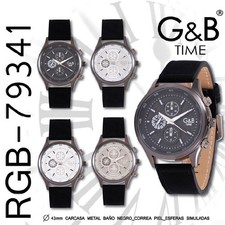 G&B Men's Quartz Watch Leather Strap Analogue Elegant 30m New
