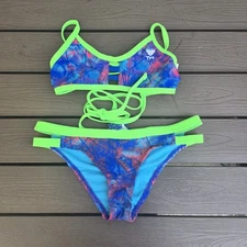 TYR Women's Blue Stardust Crosscutfit Tieback Workout Bikini Sz S New Sample