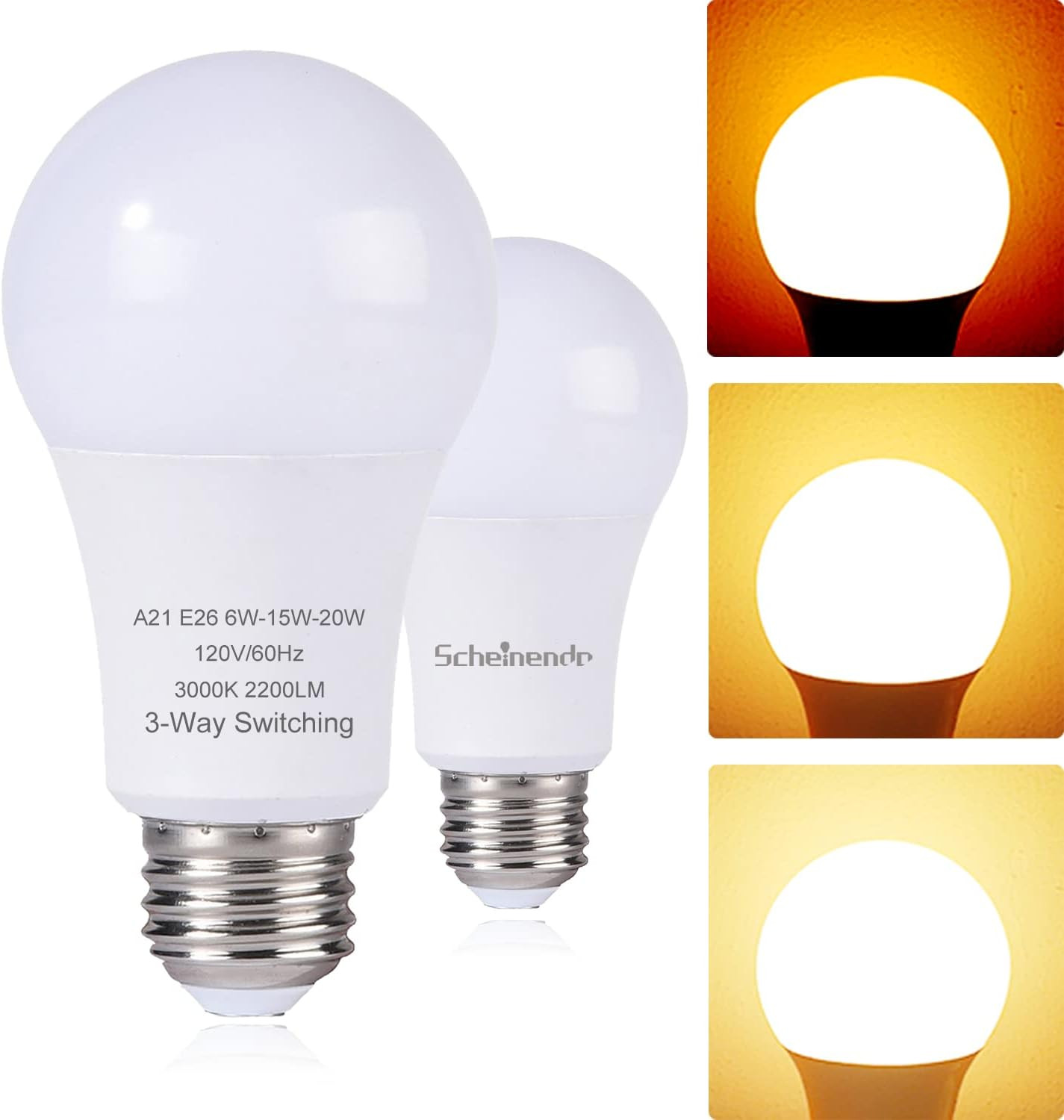 A21, 50 100 150 Watt Equivalent, Perfect For Reading, 3000