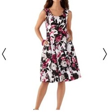 White House Black Market Pink and Black Floral Midi Dress size 8