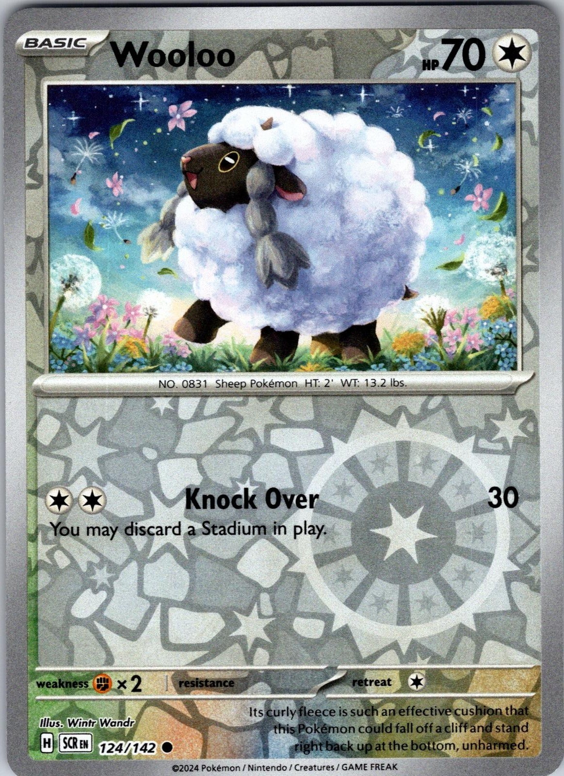 Wooloo 124/142 Common Stellar Crown Pokemon Reverse Holo Near Mint