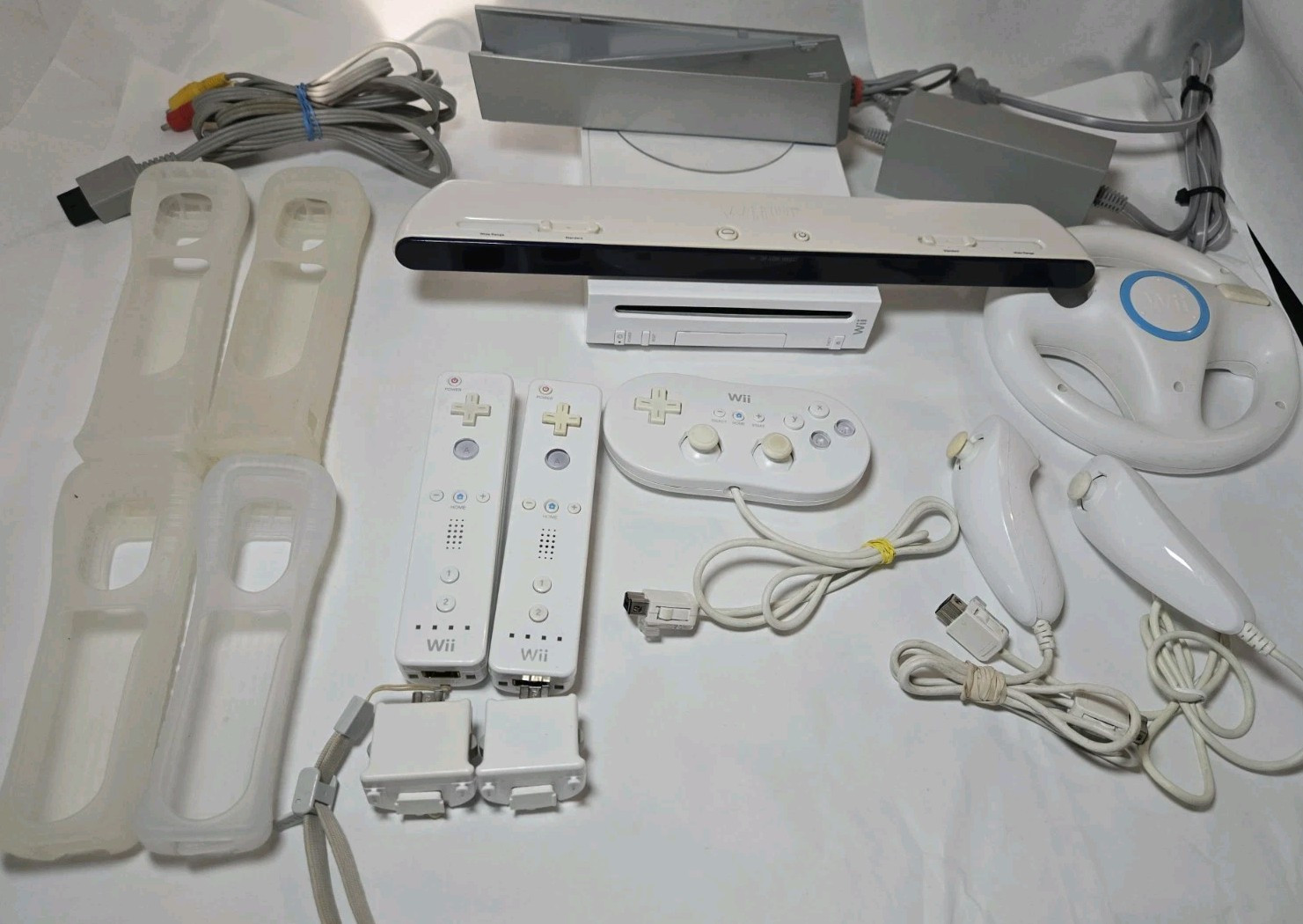 Nintendo Wii Console Bundle Lot + 2 Wiimotes + Tons of OEM Assessories - Tested!