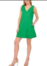 NWT Kelly Green Linen Blend 3D Bow Designer Side Pockets Cocktail Dress Size M