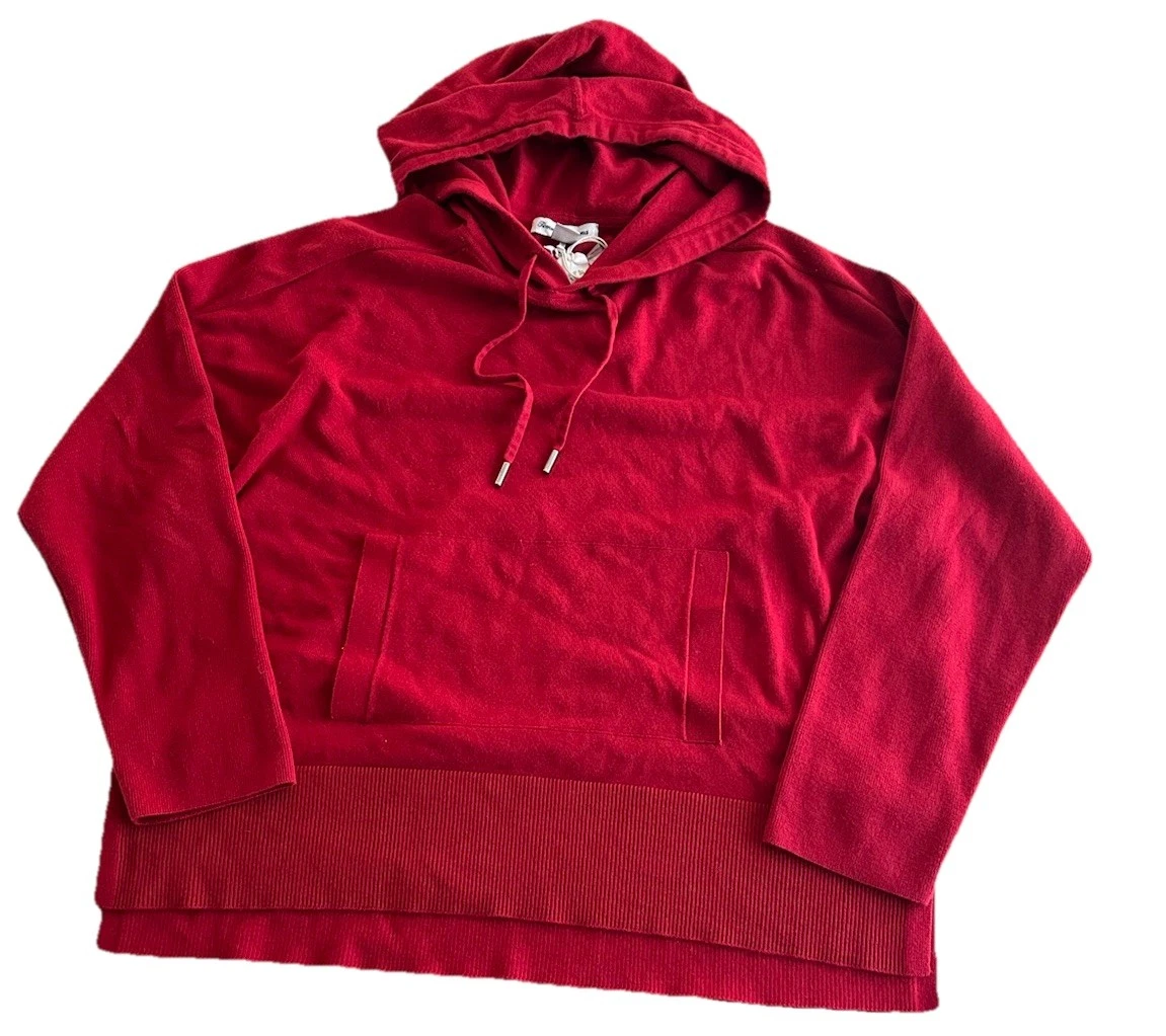 Tommy Bahama Pullover Hoodie Womens Size L Red Solid NWT High Low cotton blend