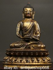 Statue de Bouddha Amitabha en bronze doré chinois de 10,4 "