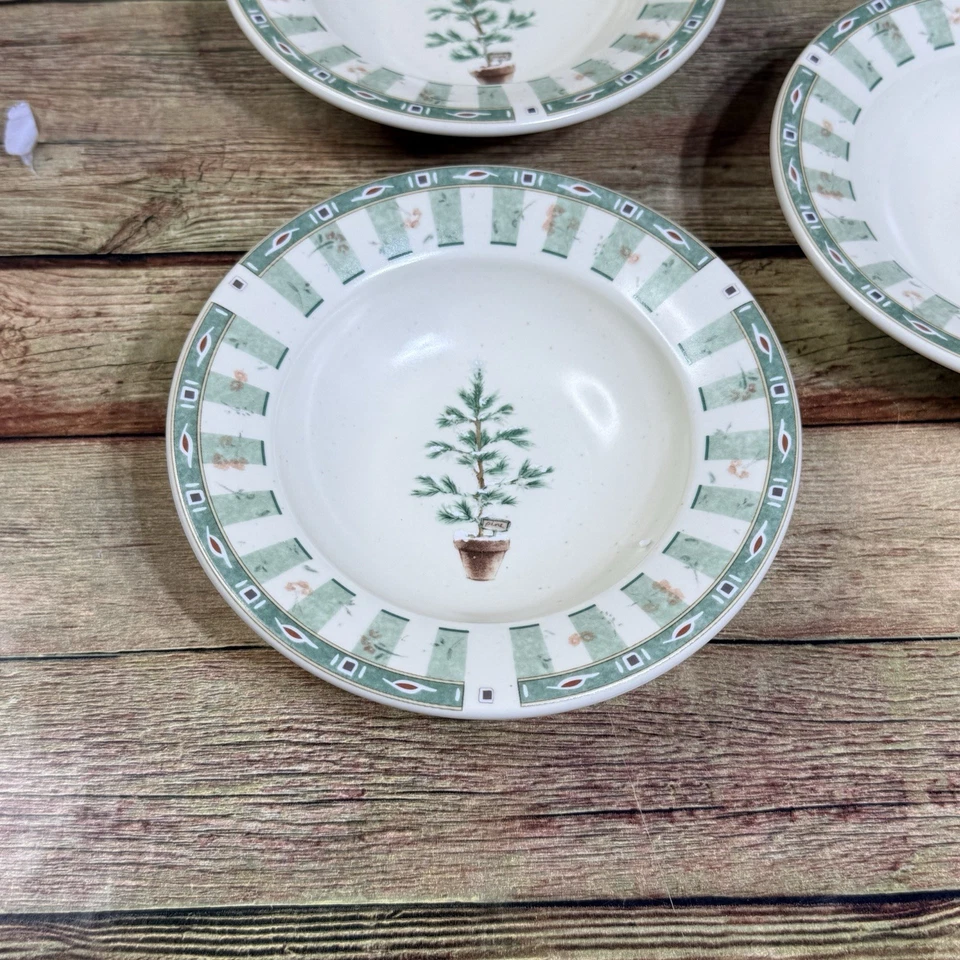 Pfaltzgraff Naturewood Christmas Tree Holiday 6" Side Bowls Set of 4 USA MINT - Image 2 of 4