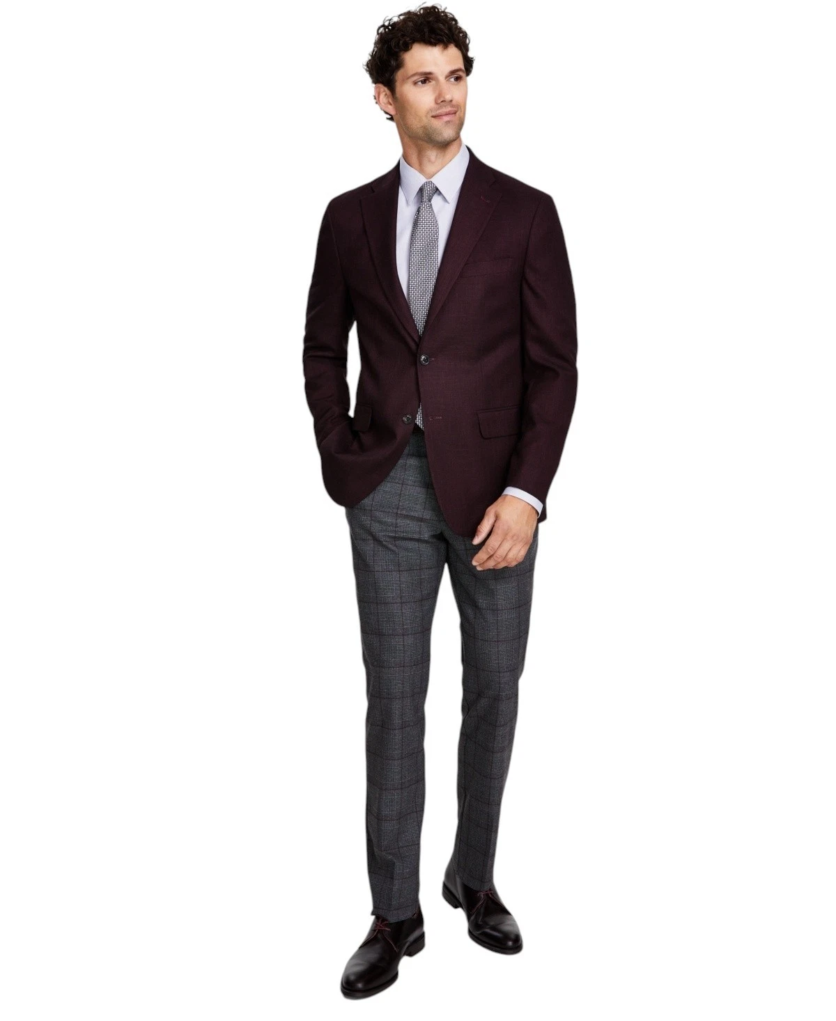 Tommy Hilfiger Mens Modern fit Sport Coat Blazer 36 R Burgundy Red Solid