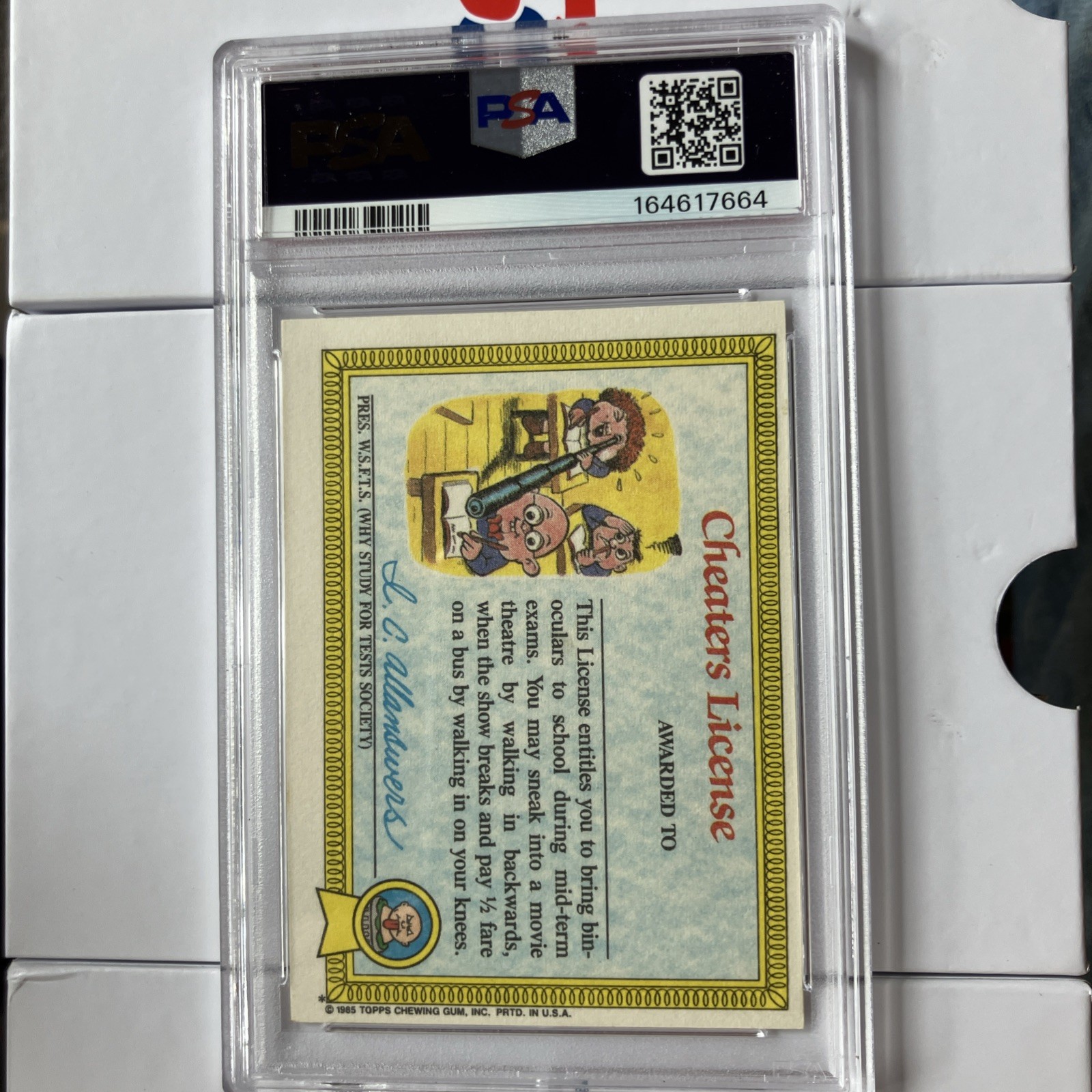 1985 Garbage Pail Kids Adam Bomb 8a PSA 8 (oc) Matte Topps Series 1 OS1 Cheaters view 2