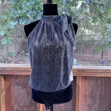Express Women's Metallic Tie Halter Neck Thong Bodysuit Size S. NEW
