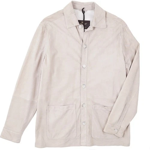 Enrico Mandelli Beige Soft Nappa Suede Leather Chore Shirt-Jacket L (Eu 52) NWT - product listing photo