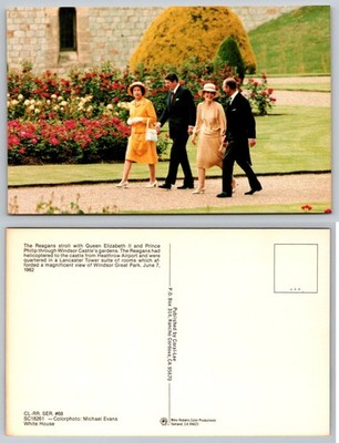 1982 Reagan Queen Elizabeth II Prince Philip Windsor Castle Postcard