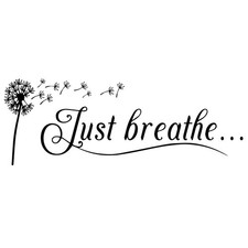 Just Breathe Vinyl Wall Decal Yoga Quotes Positive Relax Motto Art Black