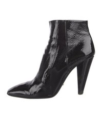 Prada Authentic Solid Black Patent Leather High Heel Ankle Boots Booties 8