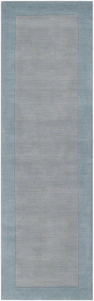 Alfombra azul claro 5 x 8 borde de lana alfombra contemporánea - aproximadamente 5' x 8' Foto 3 de 4