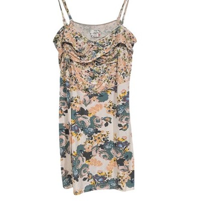 Intimately Free People Slip Dress M Cream Floral Ruffle Mini Boho Summer Basic