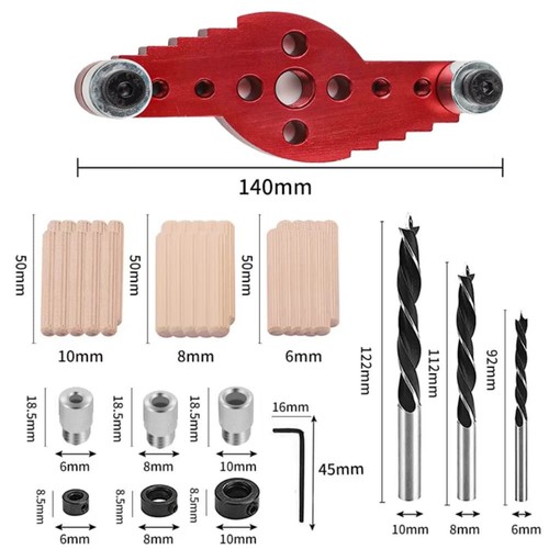 Woodworking Drill Positioner with Multiple Drill Guides for Accurate Drilling - Afbeelding 12 van 31