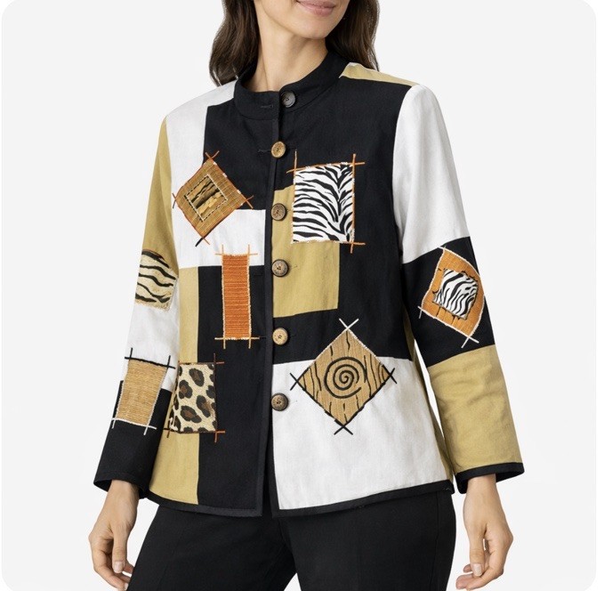 Allure Artwear Patchwork Jacket Medium Mixed Prin… - image 1