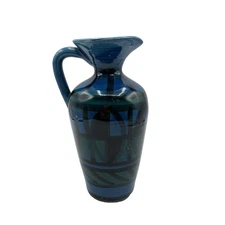 Vintage Italian Pottery Pitcher Hand Painted Art Vase 8" Jug Italy Ceramic