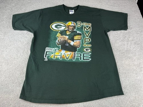 Green Bay Packers Brett Favre QB Club Football T Shirt NFL  Adult XL ~ IRREGULAR