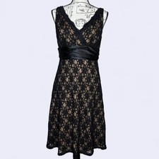Black lace V-neck dress with sequin detail