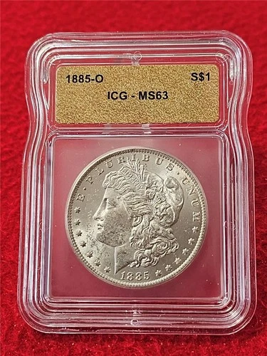 1885-O MORGAN SILVER DOLLAR  ICG  MS 63                                   #T1753