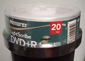 NEW, sealed, 20 Pack Memorex LightScribe DVD+R , 4.7 GB, 16x, 120 Min Recordable