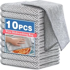 10 Pcs 3-Layer Metal Dish Cloth, Multipurpose Wire Dishwashing Rags