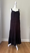 Impressions Women’s L Black Midi Sundress Sweetheart Neck Sleeveless NWT
