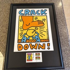Keith Haring Lithograph "Crackdown on Crack" Framed 
