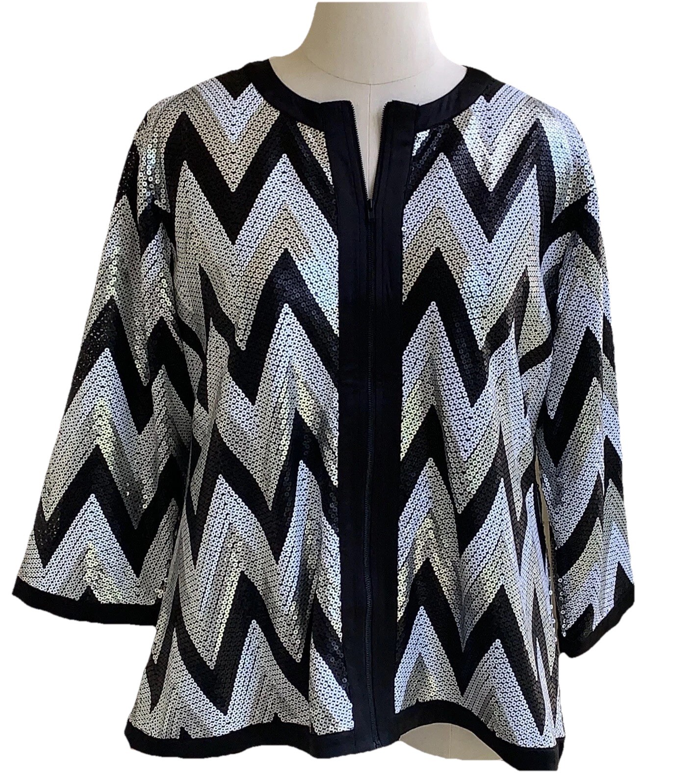Michael Simon Chevron Sequin Evening Jacket Blaze… - image 1