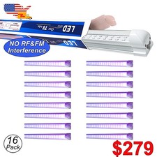 16 Pack LED Black Light UV Bar 4FT 40W with US Plug for Glow Party Room D cor