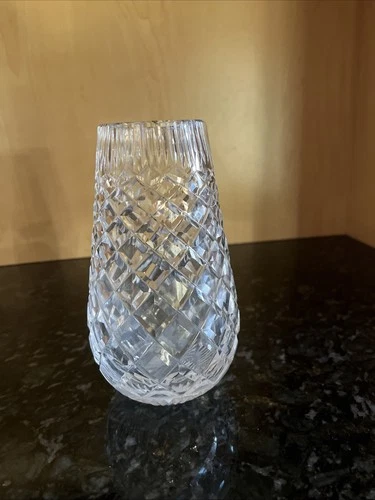 Vintage 7" Waterford Crystal Killeen Pattern Diamond Ribbed Pear Shape Vase