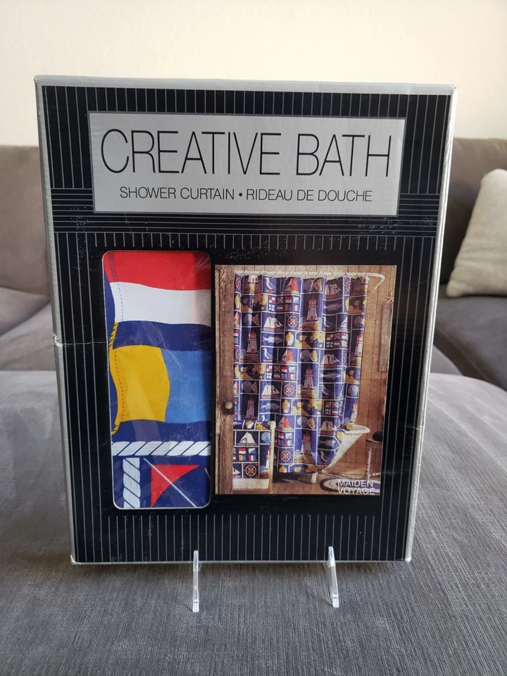 Vintage Creative Bath Shower Curtain "MAIDEN VOYAGE" Sailing Beach Boating NEW! - Image 2 of 4