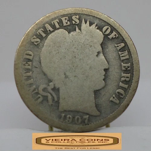 1907 Barber Silver Dime, 90% Silver - #C57055NQ