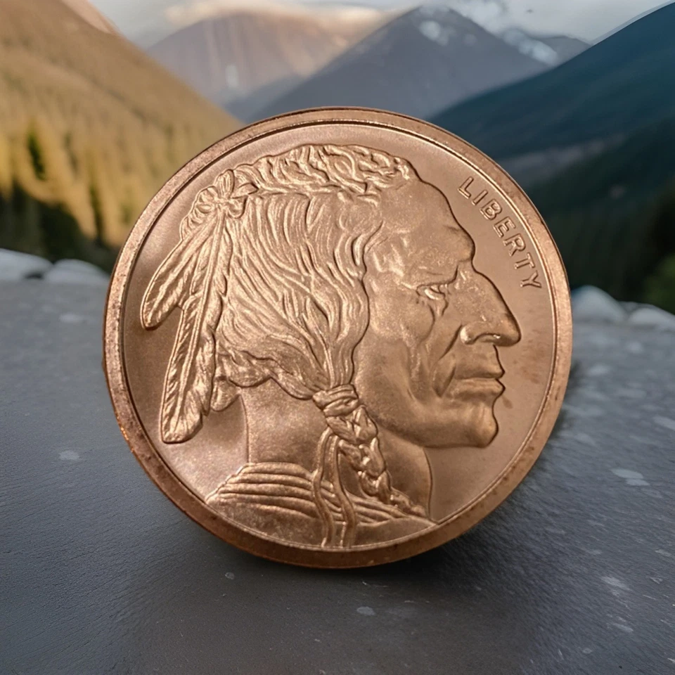 Buffalo Indian Head Round Coin .999 Fine Copper - Image 2 of 2