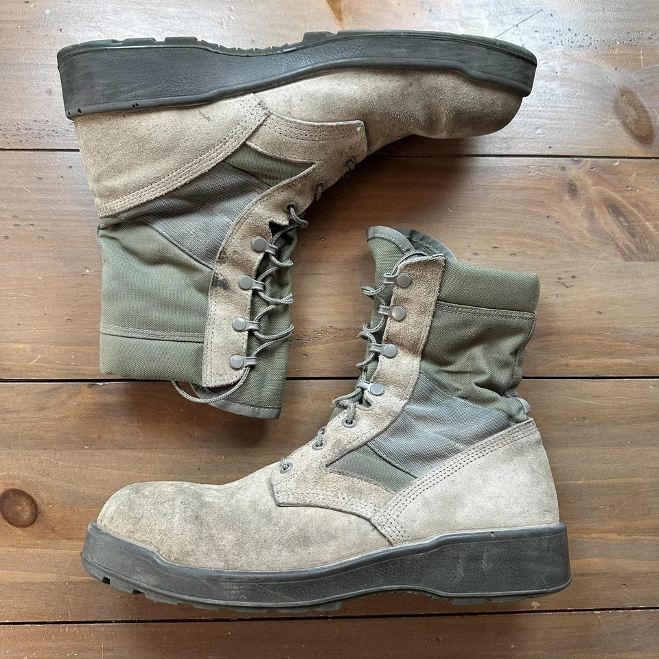 Мужские армейские боевые ботинки США 13 оливково-зеленые замшевые нейлоновая подошва Vibram тактическое кружево - Изображение 4 из 4