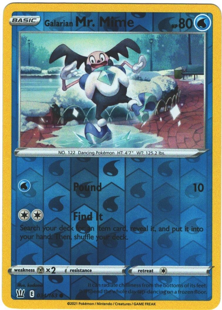 Galarian Mr. Mime 34/163 Battle Styles Reverse Holo Common Pokemon Card TCG 034