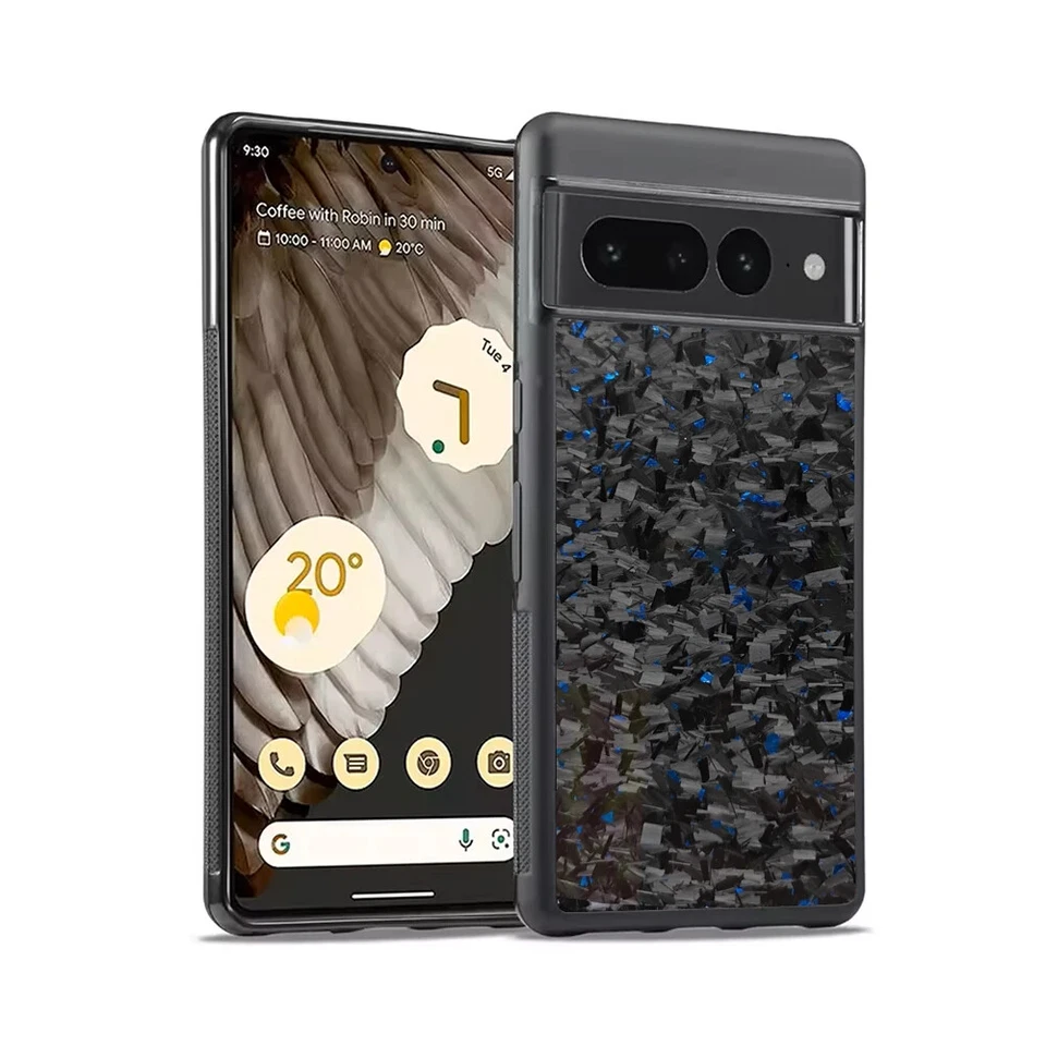Real Glossy Forged Carbon Fiber Case for Pixel 9 Pro XL 8 Glitter Foil TPU Cover - Image 2 of 4