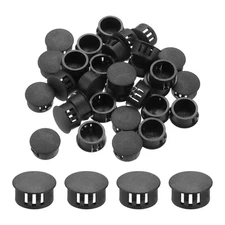 100Pcs 17mm Black Nylon Plastic Round Locking Hole Plugs Insert End Caps