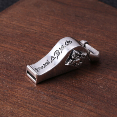 S925 Sterling Silver Six-Syllable Mantra Vajra Whistle Pendant Spiritual Jewelry