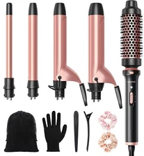 Wavytalk 5 in 1 Curling Iron,Curling Iron Set with Heated Round Brush and 4 I...