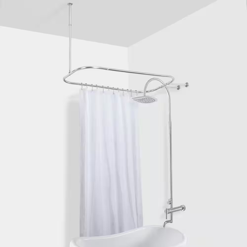 Hoop Shower Rod For Clawfoot Tub, Chrome - Picture 5 of 12