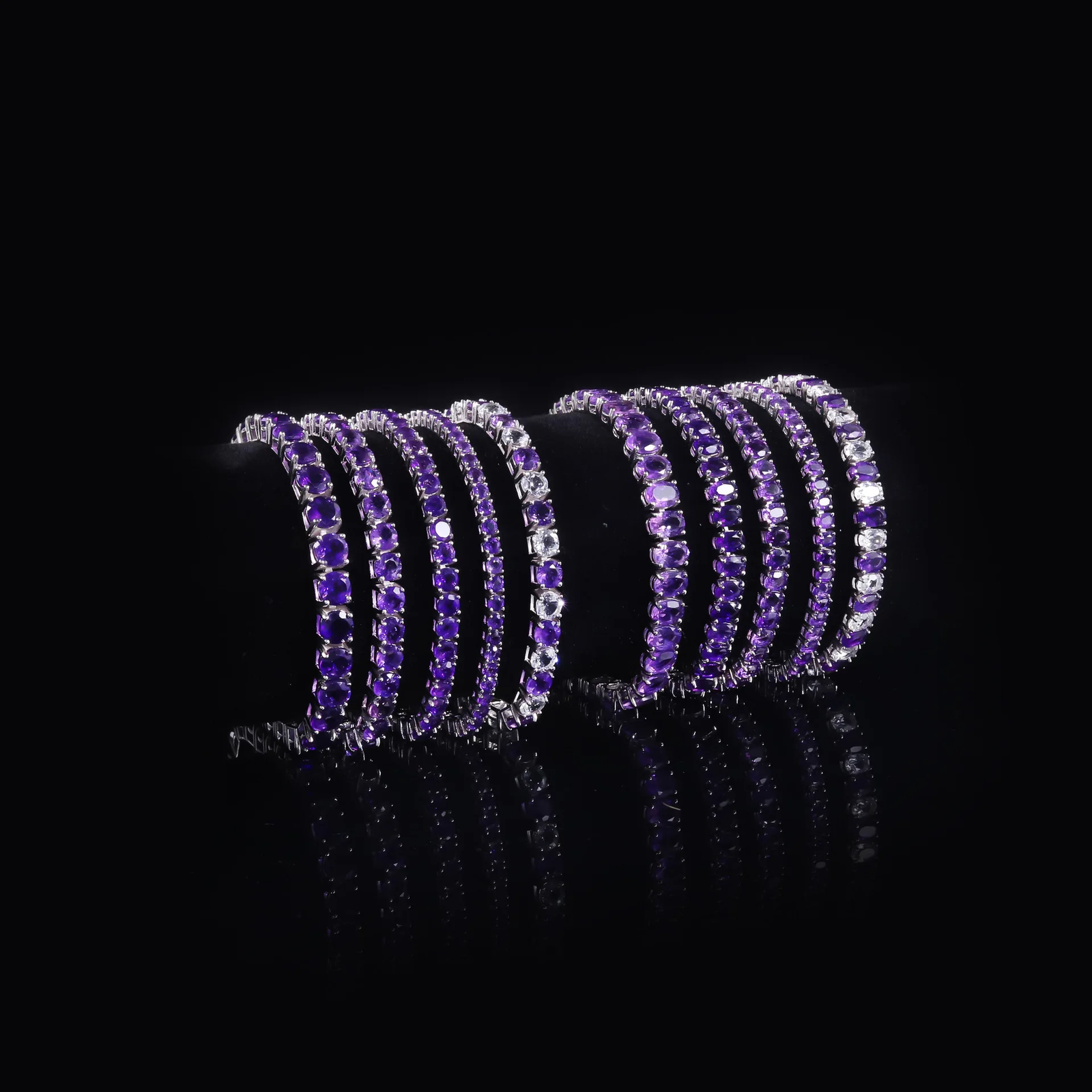 S925 Sterling Silver Amethyst Tennis Bracelet 3/4/5mm