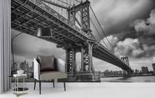 3D City View Bridge Wallpaper Wall Mural Removable Self-adhesive Sticker 44