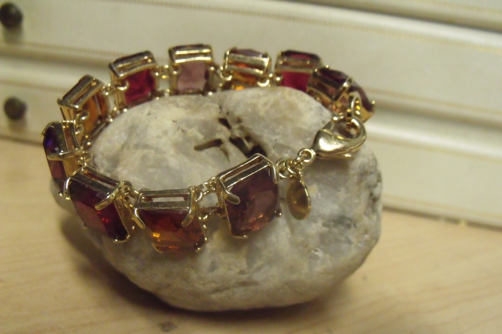 IMPRESSIVE LARGE RECTANGULAR AMBER, ROSE AND AMET… - image 4